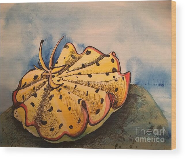 Yellow Nudibranch Wood Print featuring the painting Yellow Nudibranch by Mastiff Studios