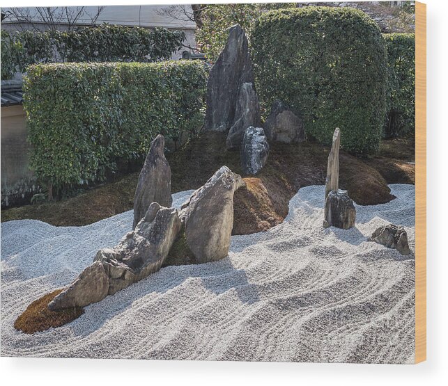 Zen Wood Print featuring the photograph Zen Garden, Kyoto Japan 2 by Perry Rodriguez