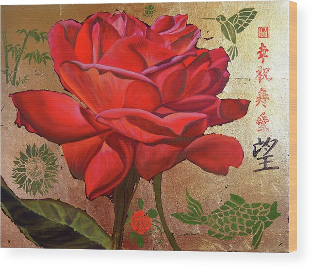 Asian Art Wood Print featuring the painting Unconscious Beauty #2 by Thu Nguyen