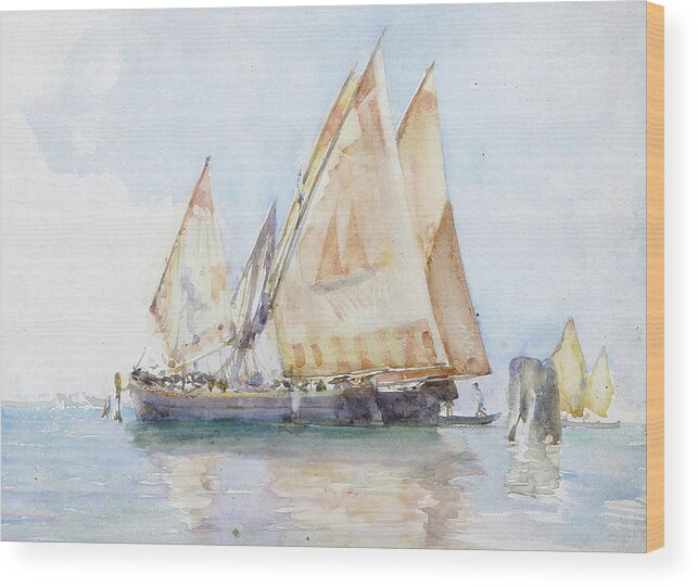 Henry Scott Tuke Wood Print featuring the painting Venetian Sails by Henry Scott Tuke