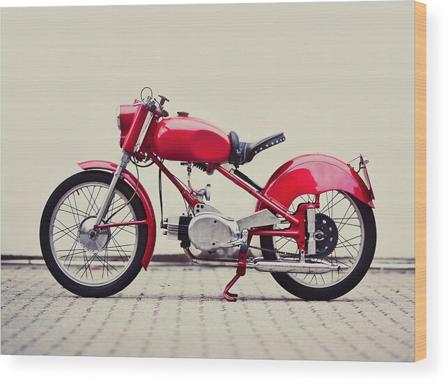 Engine Wood Print featuring the photograph Vintage Italian Motorcycle #1 by Thepalmer
