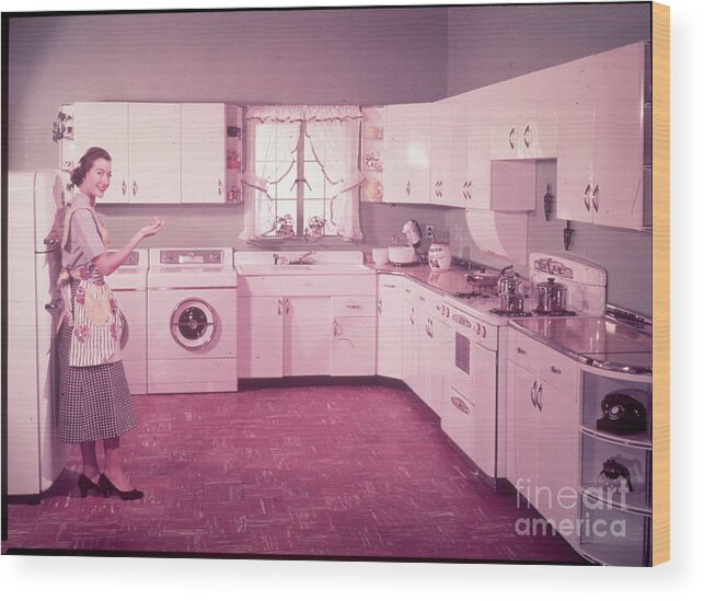 People Wood Print featuring the photograph 1950s Kitchen Interior by Bettmann