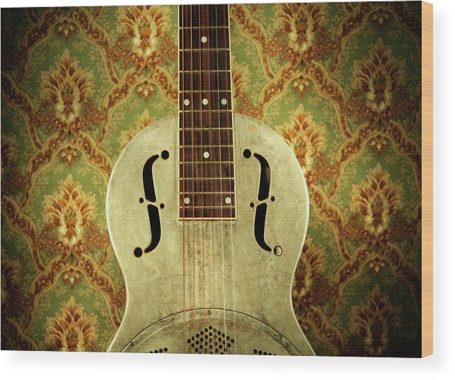 Music Wood Print featuring the photograph Resonator Guitar #2 by Bns124