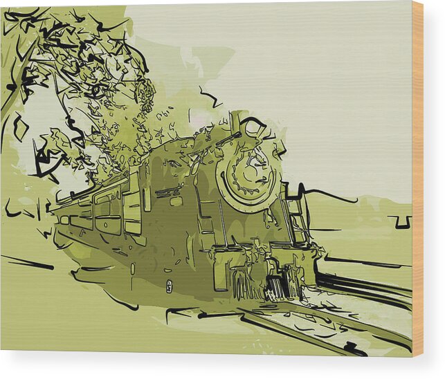 Steam Locomotive Wood Print featuring the mixed media Steam Locomotive #2 by Christopher Reed