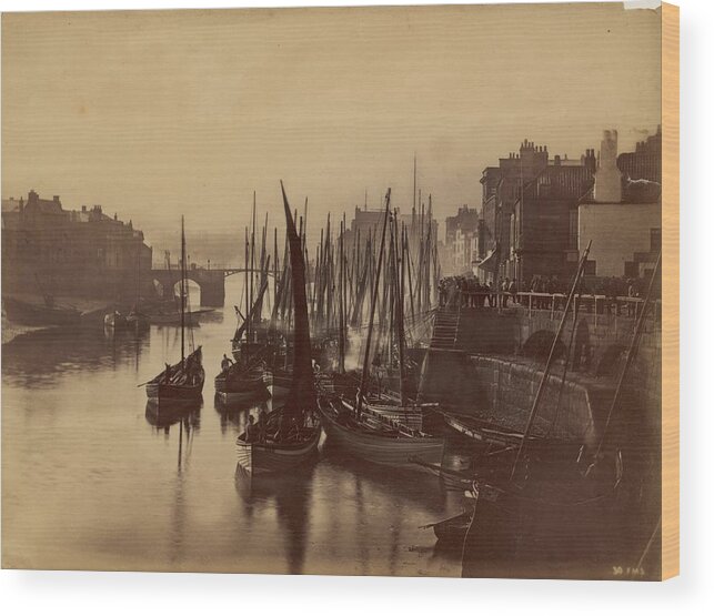 1880-1889 Wood Print featuring the photograph Whitby Harbour #2 by Frank Meadow Sutcliffe