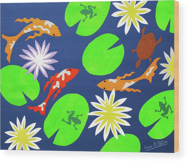 Animals Wood Print featuring the mixed media 4co by Pierre Henri Matisse