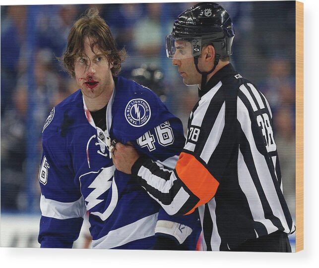 Playoffs Wood Print featuring the photograph Detroit Red Wings V Tampa Bay Lightning #8 by Mike Carlson