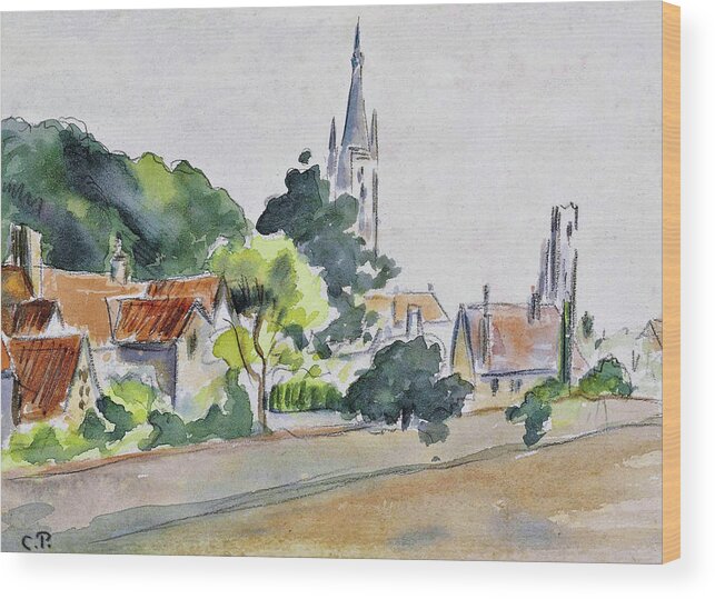 All Saints' Church Wood Print featuring the painting All Saints' Church, Beulah Hill - Digital Remastered Edition by Camille Pissarro