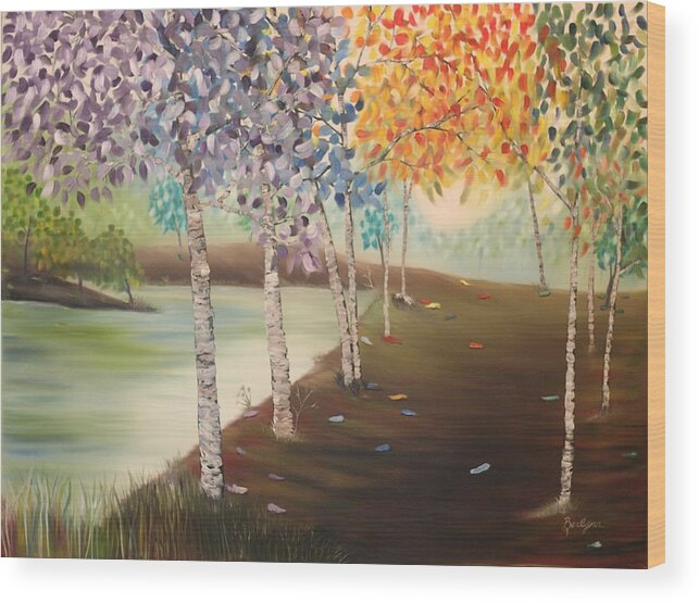 Autumn Wood Print featuring the painting Autumn Park by Berlynn