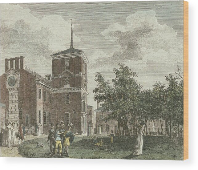 Independence Hall Wood Print featuring the drawing Back of State House by William Birch