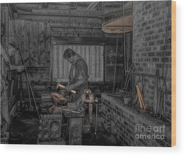Forge Wood Print featuring the digital art Black Smith by Jim Hatch