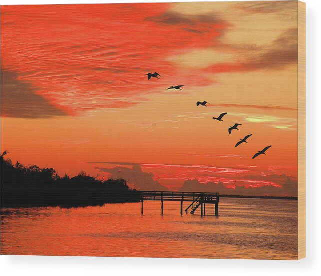 Sunset Wood Print featuring the photograph Blazing Sunset by Rosalie Scanlon