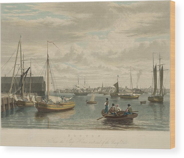Boston Wood Print featuring the painting Boston, from the ship house by W.J. Bennett