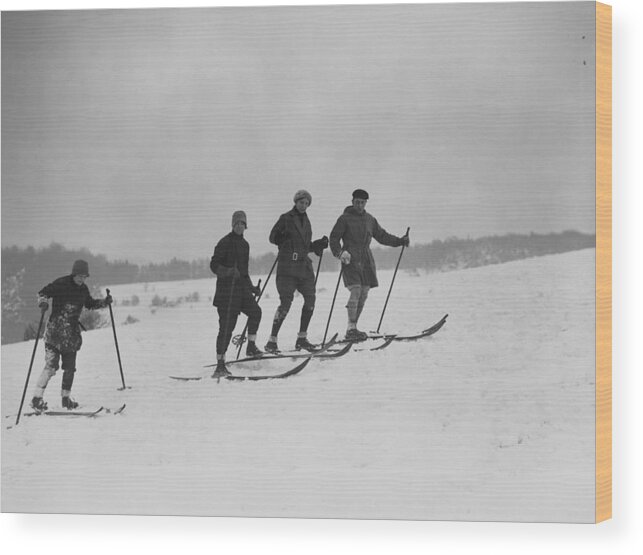 Ski Pole Wood Print featuring the photograph Box Hill Skiers by E. Bacon