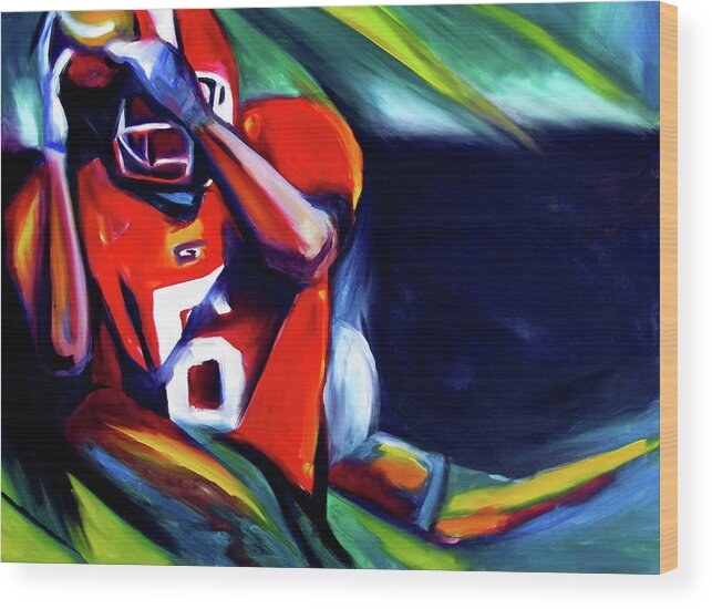 Uga Football Wood Print featuring the painting Catch by John Gholson