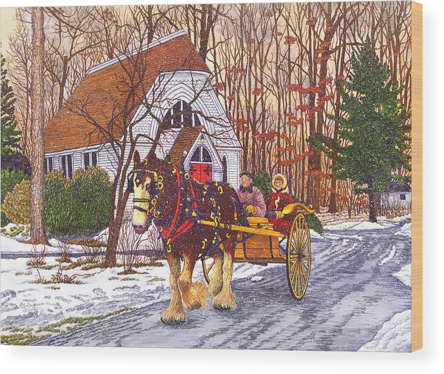 Clydesdale Wood Print featuring the painting Chautauqua - Rooster's Ride by Thelma Winter