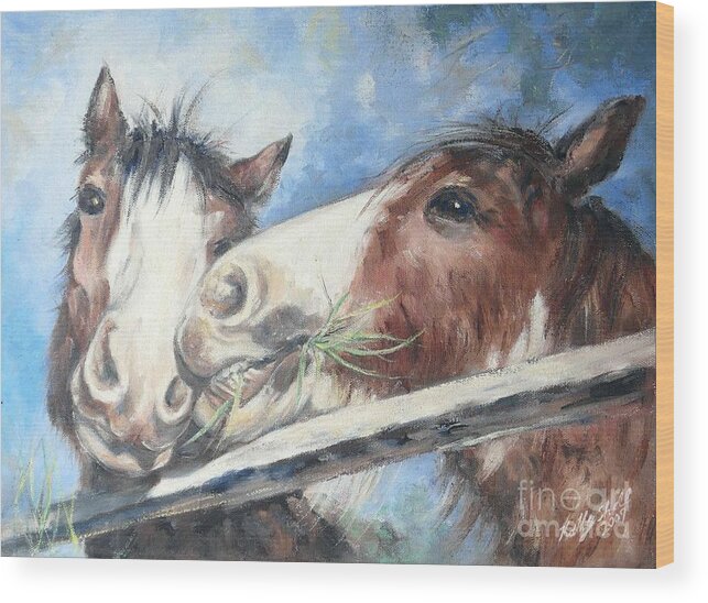 Clydesdales Wood Print featuring the painting Clydesdale Pair by Ryn Shell