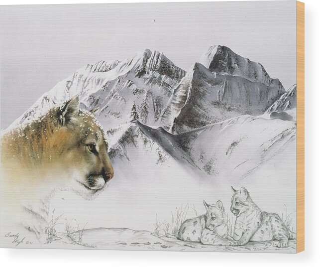 Cougar Wood Print featuring the painting Cougar by Beverly Doyle