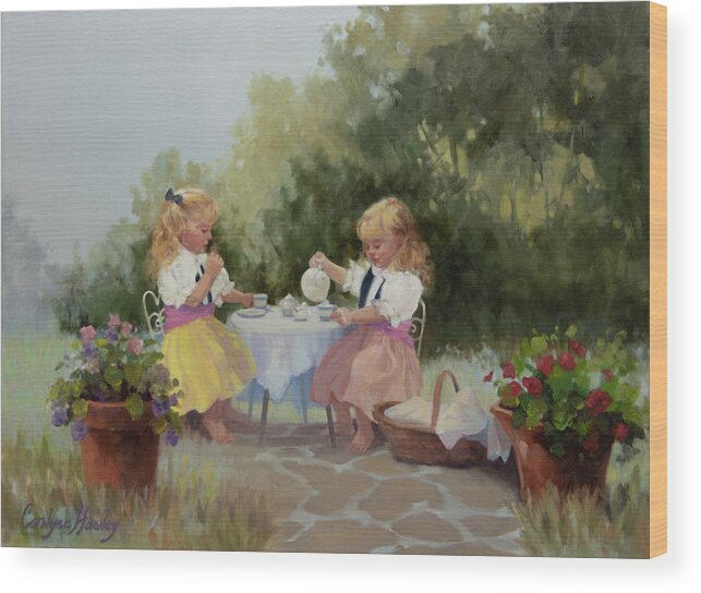 Figurative Art Wood Print featuring the painting Country Tea by Carolyne Hawley