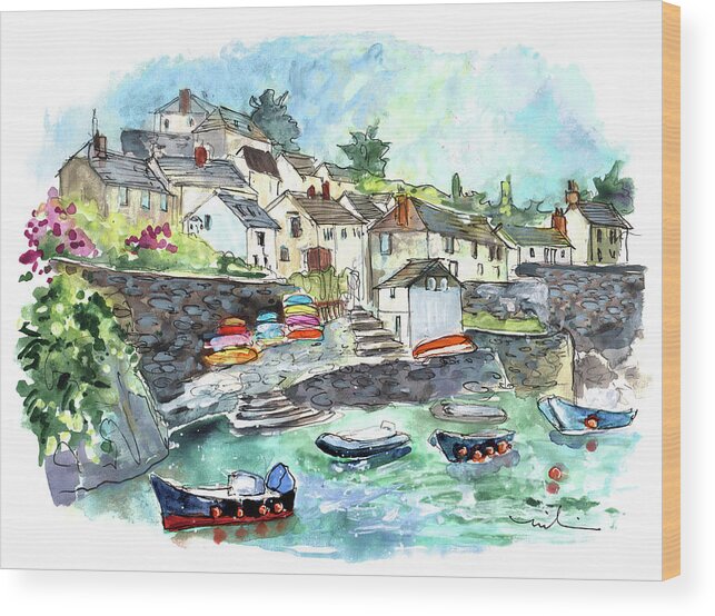 Travel Wood Print featuring the painting Coverack On Lizard Peninsula 06 by Miki De Goodaboom