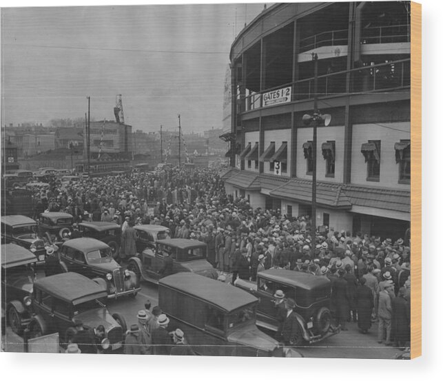Crowd Wood Print featuring the photograph Crowd At Wrigley During World Series by Chicago History Museum