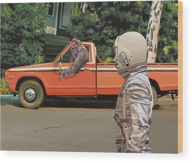 Astronaut Wood Print featuring the painting Decline of the Planet of the Apes by Scott Listfield