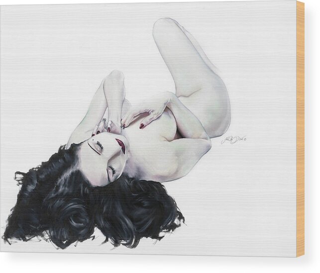Dita Von Teese Wood Print featuring the painting Dita Von Teese by John Chivers