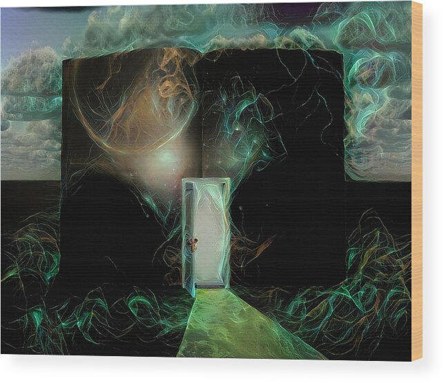 Imagination Wood Print featuring the digital art Door to another world by Bruce Rolff