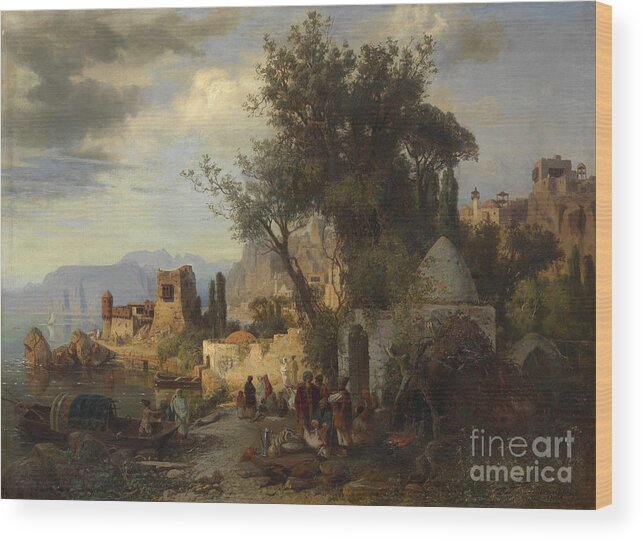 Scenics Wood Print featuring the drawing Evening By The Kura River Near Tiflis by Heritage Images