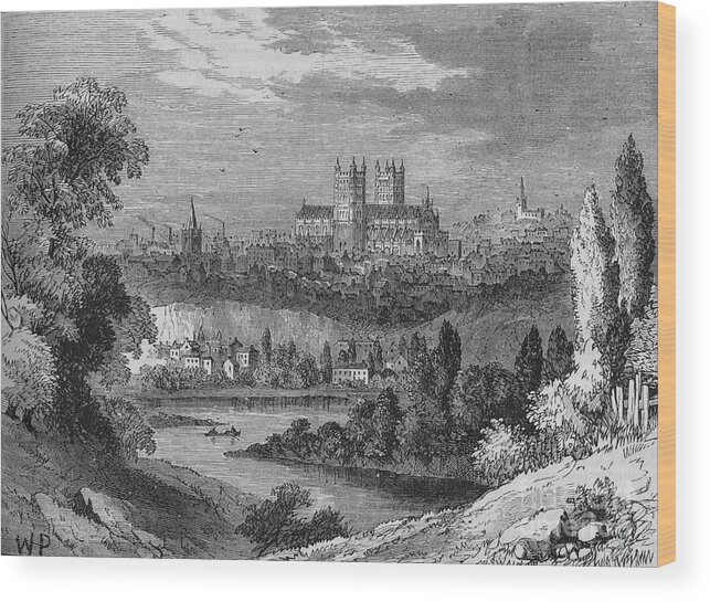 Scenics Wood Print featuring the drawing Exeter by Print Collector