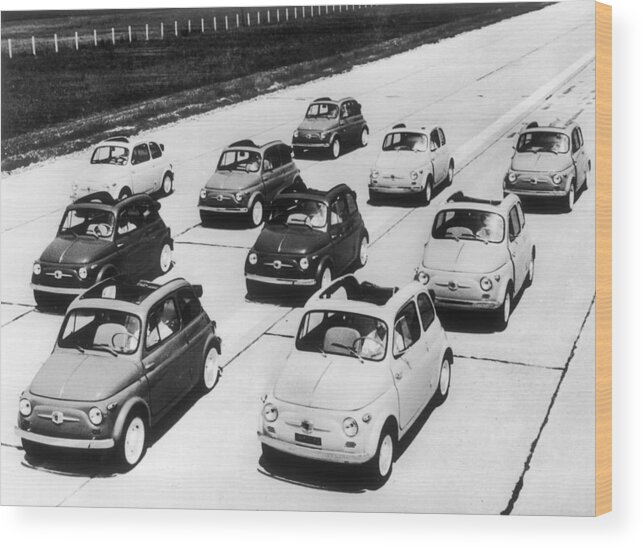 1950-1959 Wood Print featuring the photograph Fiat 500 Race 1957 by Keystone-france