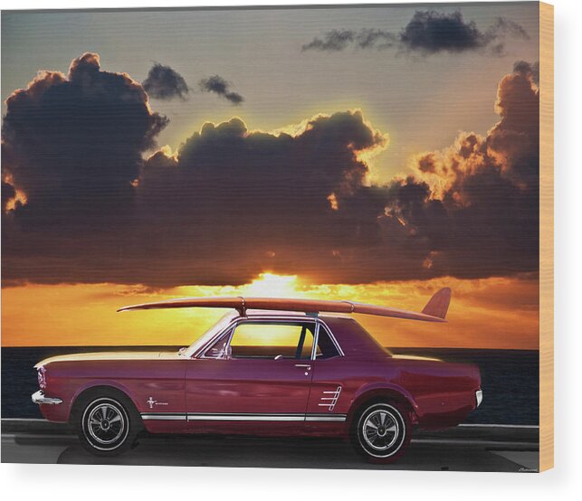 Transportation Wood Print featuring the photograph Ford Mustang California Sunset by Larry Butterworth