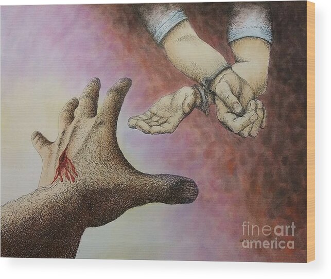 Forgiveness Wood Print featuring the painting I've Got You SOLD prints available by Lisa Bliss Rush