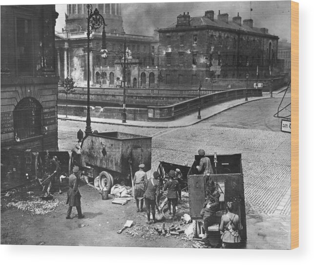 Dublin Wood Print featuring the photograph Four Courts Siege by Walshe