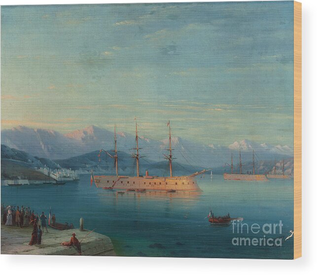Oil Painting Wood Print featuring the drawing French Ships Departing The Black Sea by Heritage Images