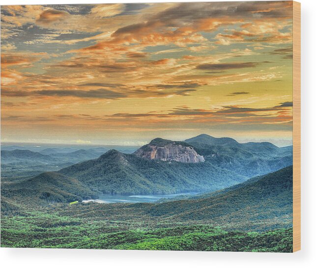 Table Rock Wood Print featuring the photograph Glowing Sunset Over Table Rock by Blaine Owens