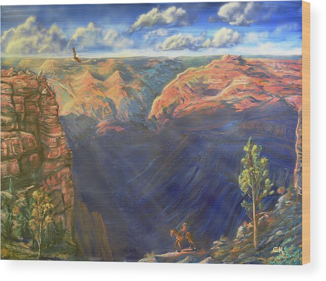 Arizona Wood Print featuring the painting Grand Canyon and Mather Point by Chance Kafka