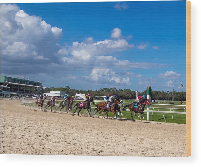 Racing Wood Print featuring the photograph Heading Out of the Turn by L Bosco