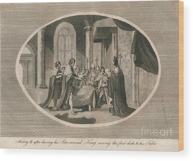 Engraving Wood Print featuring the drawing Henry II After Having His Son Crowned by Print Collector