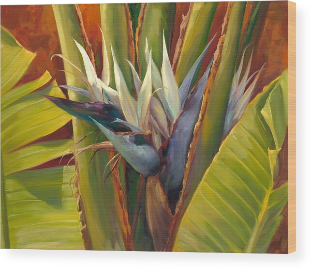 Botanicals Wood Print featuring the painting Hide out by Laurie Snow Hein