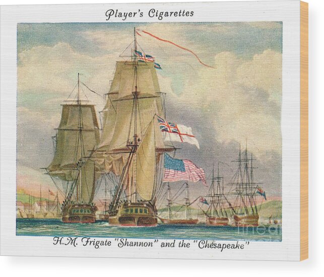 Engraving Wood Print featuring the drawing Hmfrigate Shannon And The Chesapeake by Print Collector