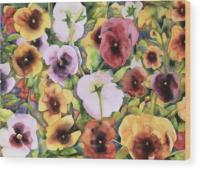 Pansies Wood Print featuring the painting Holy Field by Mary Russel