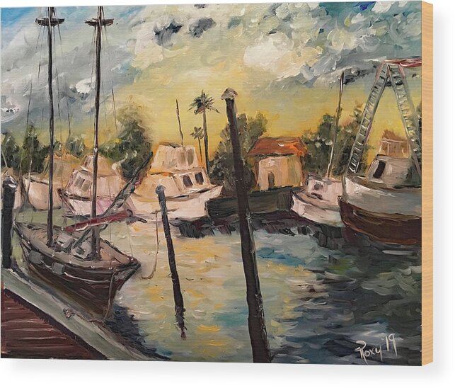 Harbor Wood Print featuring the painting Jeannes Harbor by Roxy Rich