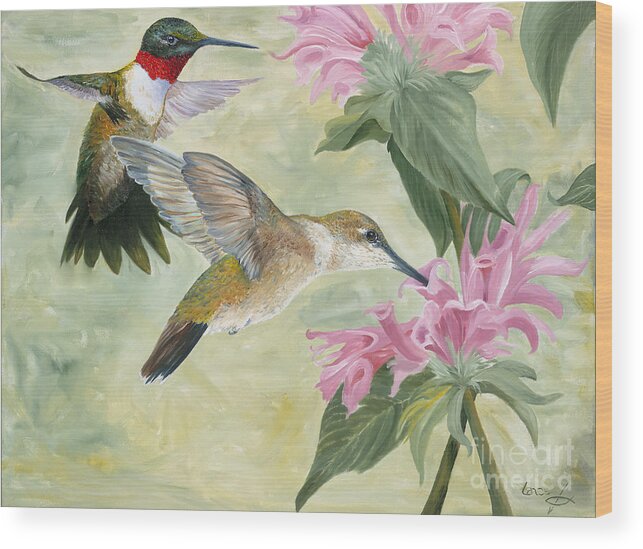 Hummingbird Wood Print featuring the painting Ladies First by Lance Crumley