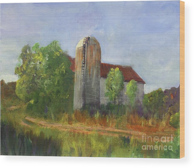 Art Wood Print featuring the painting Lidback Farm Barn by Donna Walsh