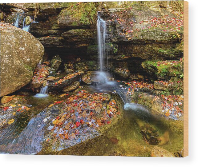 Diana's Baths; New Hampshire; New England; Waterfall; Falls; Autumn; Fall; Season; Color; Colorful; Leaves; Rocks; Romantic; Love; Heart; Beat; Relationship; Tender; Emotion; Desire; Landscape; Rob Davies; Photography; Conway; No Person Wood Print featuring the photograph Love Heart by Rob Davies