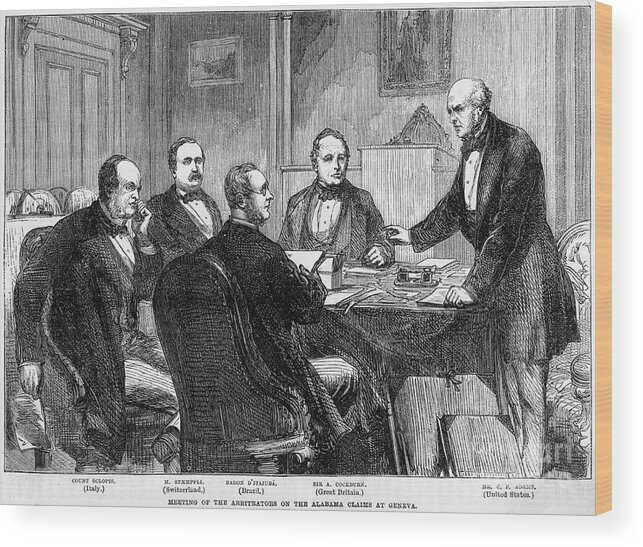 Engraving Wood Print featuring the drawing Meeting Of The Arbitrators by Print Collector