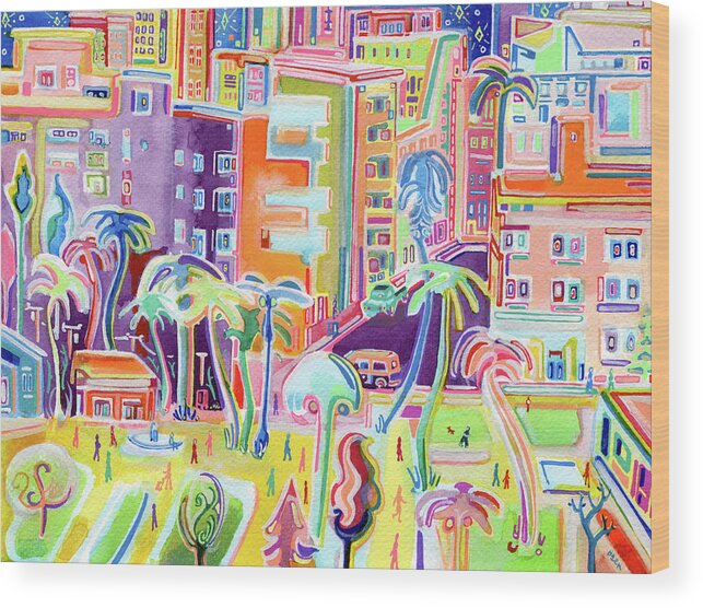 Miami Electric Wood Print featuring the painting Miami Electric by Josh Byer