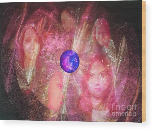 Spirits Wood Print featuring the mixed media Ministering Spirits by Diamante Lavendar