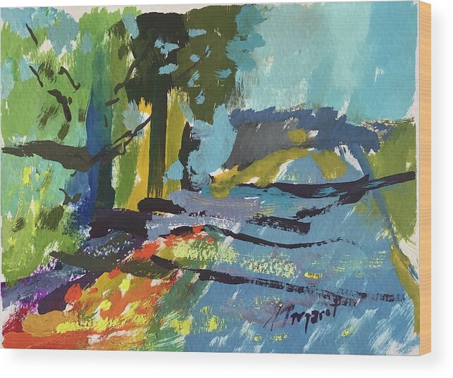 Gouache Wood Print featuring the painting Mother's Lane by Margaret Norville